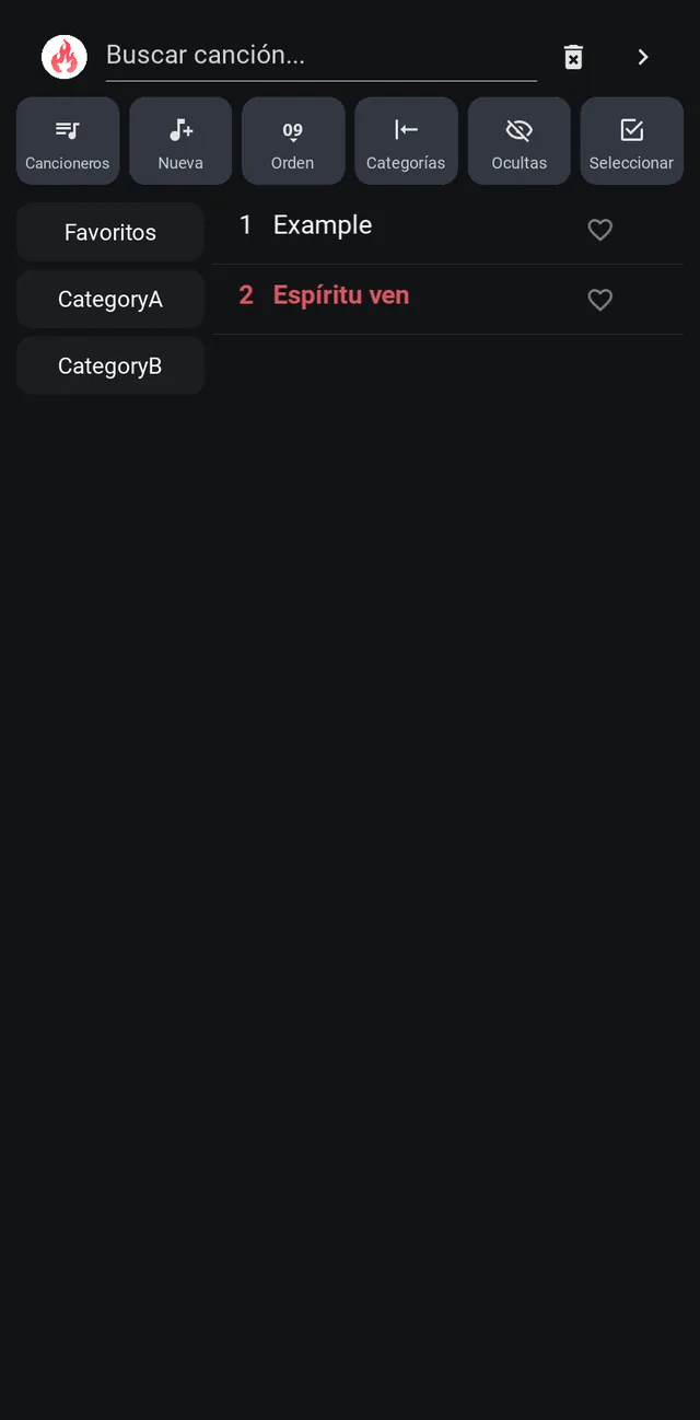 Lista de canciones de un cancionero propio