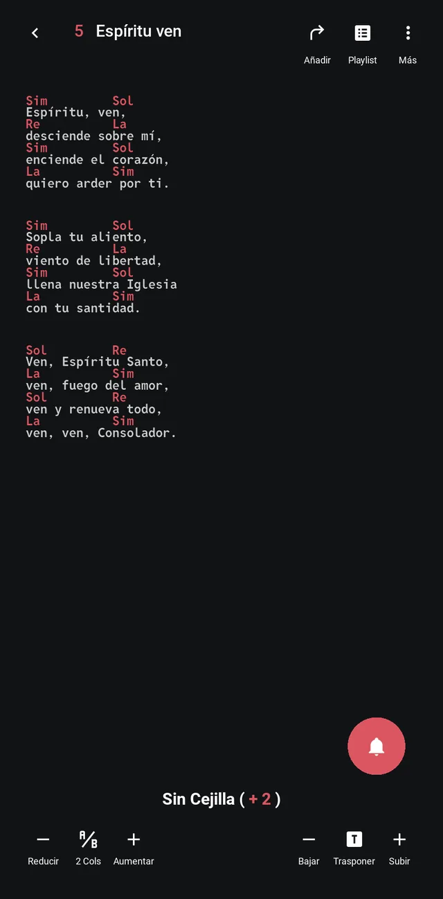 Canción con la campana roja para avisar al grupo